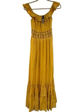 🌞🌞Miss Avenue Mustard Yellow Maxi Dress with‎ Crochet Waistband🌞🌞